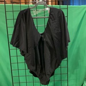 Caped one piece black bathing suit 20 W